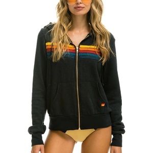 NWT Aviator Nation 5 Stripe Hoodie // Charcoal